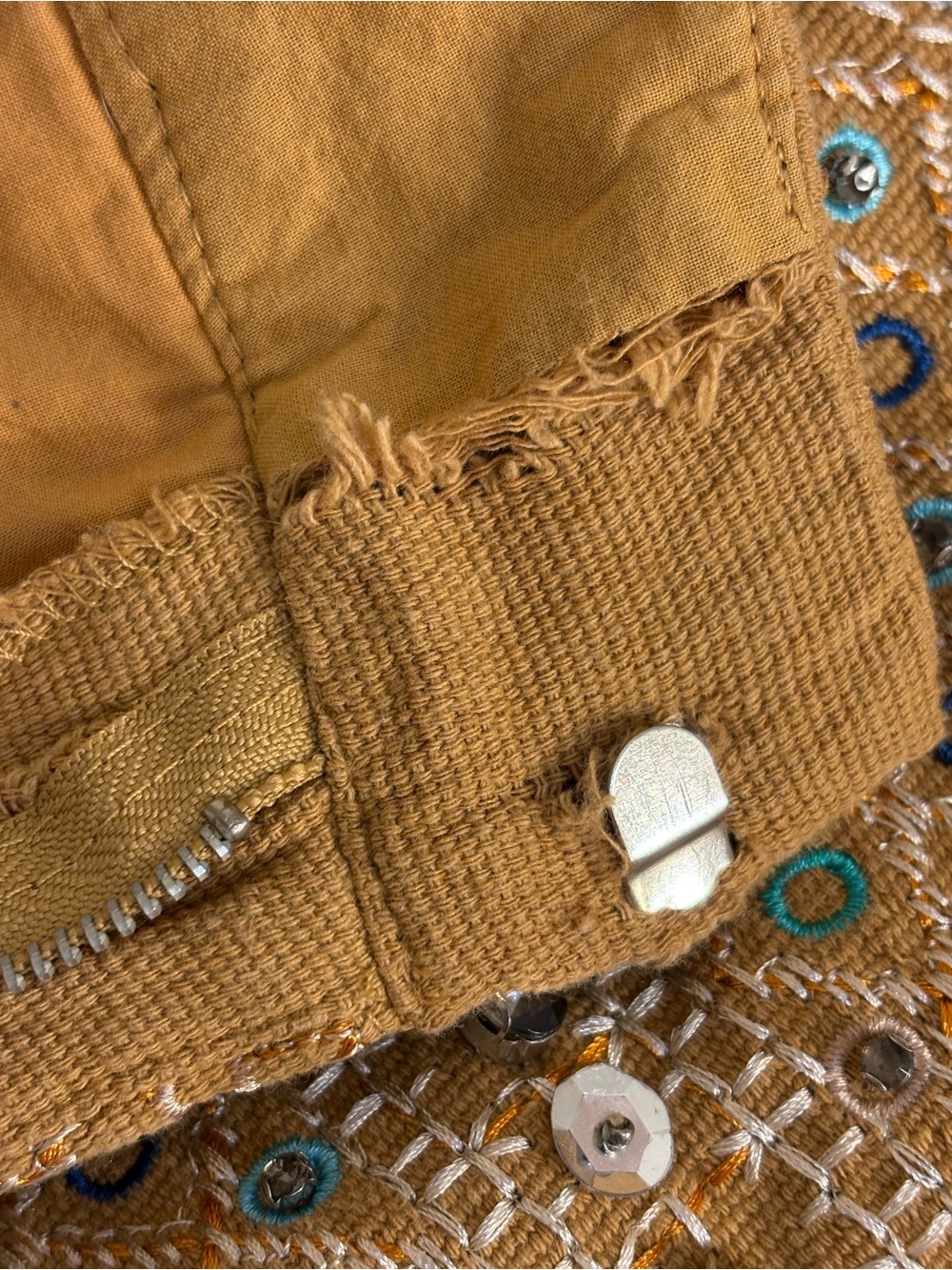 Freeway - Mustard Embroidered Shorts w/ Mirror Accents Festival Boho Glam Party - Picture 10 of 12